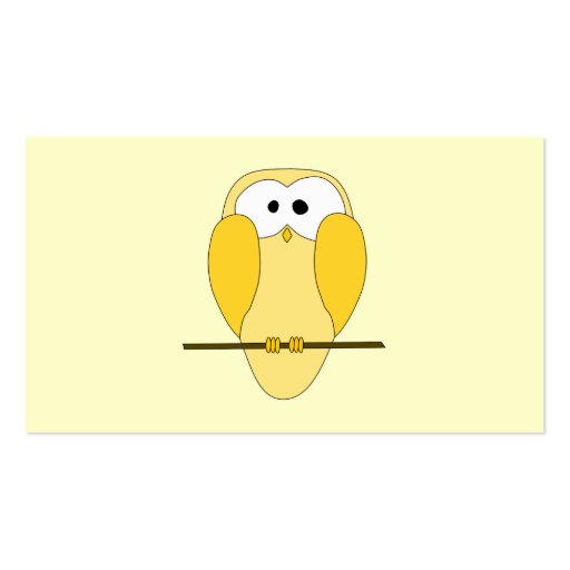 Cute Owl Cartoon. Yellow. Business Cards (back side)