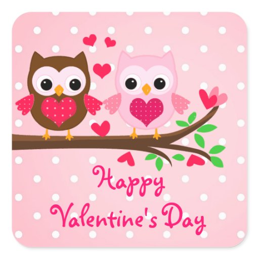 Cute Owl Couple I Love You Happy Valentine's Day Square ...