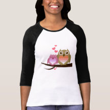 Cute Owl Couple with Love Hearts T Shirts