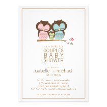 Cute Owl Family Couples Baby Shower Neutral invitations