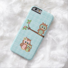 Cute Owl Family With Flower Barely There iPhone 6 Case
