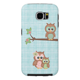 Cute Owl Family With Flower Samsung Galaxy S6 Cases