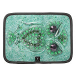 Cute Owl, glitter teal heart diamond photo print Organizer