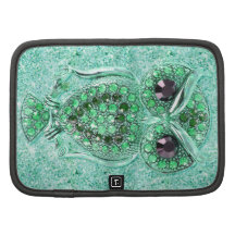 Cute Owl, glitter teal heart diamond photo print Organizer