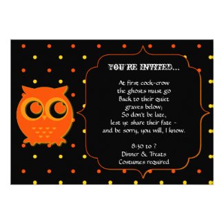 Cute Owl Halloween Party Invitations
