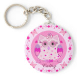 Cute Owl Keychain with Name