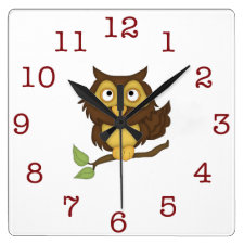 Cute Owl Kid's wall-clock/Square