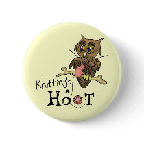 Cute Owl Knitting Button