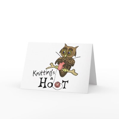 Cute Owl Knitting Greeting Card