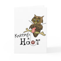 Cute Owl Knitting Greeting Card