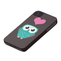 Cute Owl & Love Heart iPhone 4 Case-Mate Cases