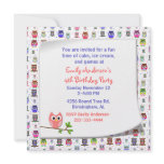 Cute Owl on a Branch Birthday Invitation