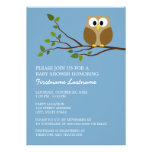 Cute Owl on Branch Baby Boy Shower Custom Invites