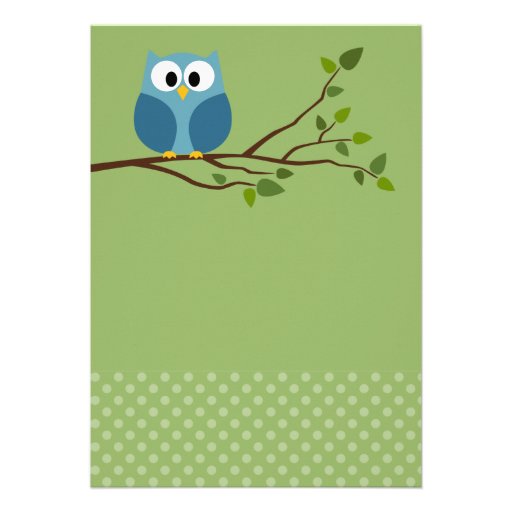 Cute Owl on Branch Baby Boy Shower Custom Invites