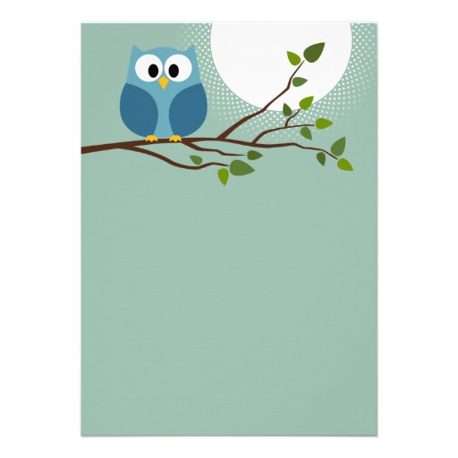 Cute Owl on Branch Baby Boy Shower Personalized Announcement