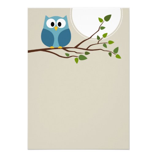 Cute Owl on Branch Baby Boy Shower Custom Invitations
