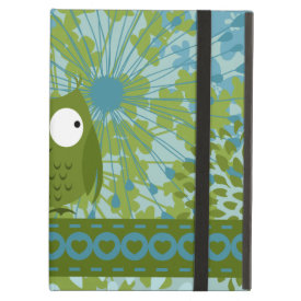 Cute Owl on Heart Ribbon with Floral Pattern iPad Folio Case