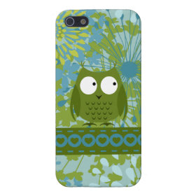 Cute Owl on Heart Ribbon with Floral Pattern Covers For iPhone 5