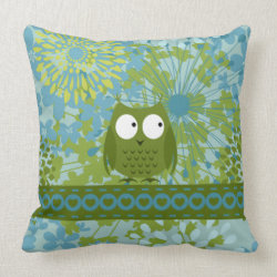 Cute Owl on Heart Ribbon with Floral Pattern Pillows