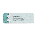 cute owl outlines on blue custom return address label