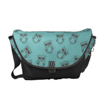 cute owl outlines on blue courier bags