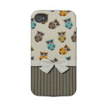 cute owl pattern and matching stripes iphone 4 tough case