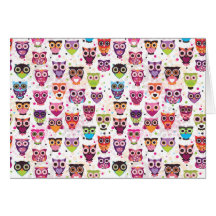Cute owl pattern note card