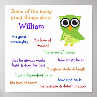 "Cute Owl" Personalized Poster "Cute Owl" Personalized Poster