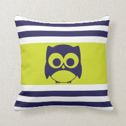 Cute Owl Pillow | Navy Blue Lime Green