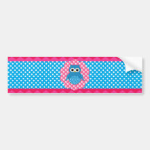 Cute owl pink chevrons bumper stickers