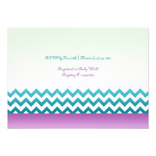 Cute Owl - Purple & Turquoise Chevron Baby Shower Custom Invitations