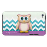 Cute Owl - Purple & Turquoise Chevron iPod Case Barely There iPod Cases