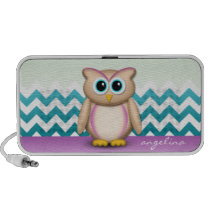 Cute Owl - Purple & Turquoise Chevron Speaker speakers