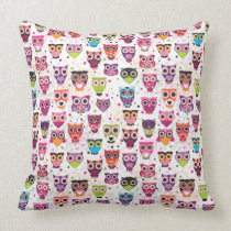 Cute owl retro pattern birds design pillows