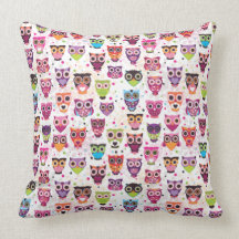 Cute owl retro pattern birds design pillows