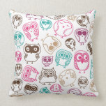 Cute owl retro pattern birds design pillows
