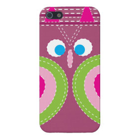 Cute Owl Stitched Look Whimsical Bird iPhone 5/5S Cases