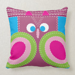 Cute Owl Stitched Look Whimsical Bird Pillows