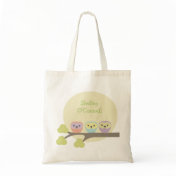 Cute Owl Trio School Book Library Canvas Bag