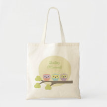 Cute Owl Trio School Book Library Canvas Bag
