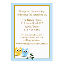 Cute Owl Wedding Enclosure Cards Business Card Templates
