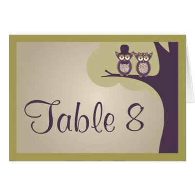 Cute Owl Wedding Table Number Cards by youreinvited