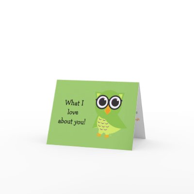 Cute Owl "what I love about you" notecard by creatingmybestlife