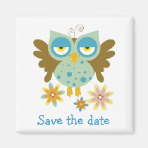 Cute owl with flowers magnets