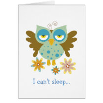 Cute owl with flowers note card cards