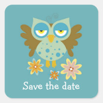 Cute owl with flowers stickers