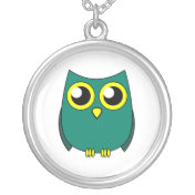 Cute Owl with Huge Yellow Eyes Necklace
