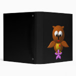 Cute owl with orchid 3 ring binder