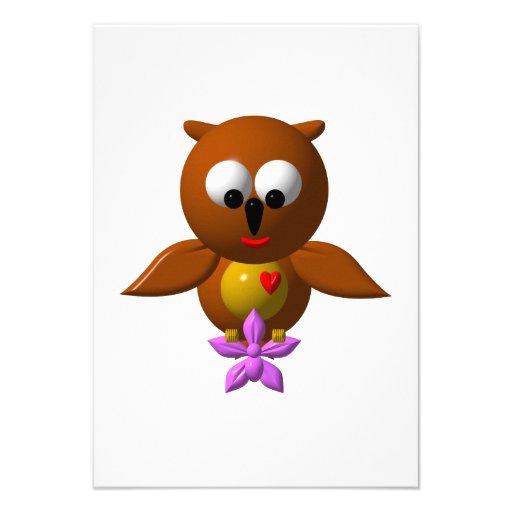 Cute owl with orchid announcement