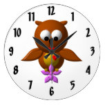 Cute Owl with Orchid Clock